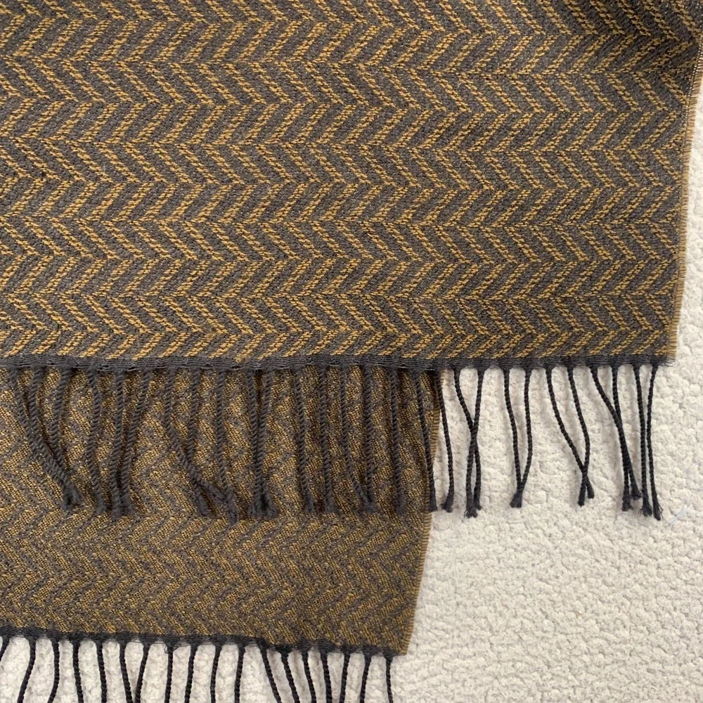 Scarf Merino Wool Germany Geometric Herringbone Chevron Size 15x60 SOFT
